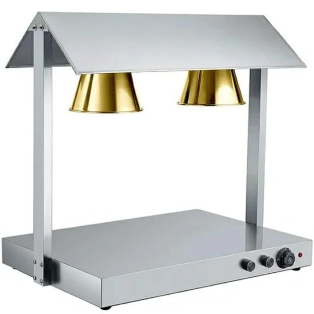 Electric Food Lamp Warmer - Double Head | Top + Bottom Heating — Gold