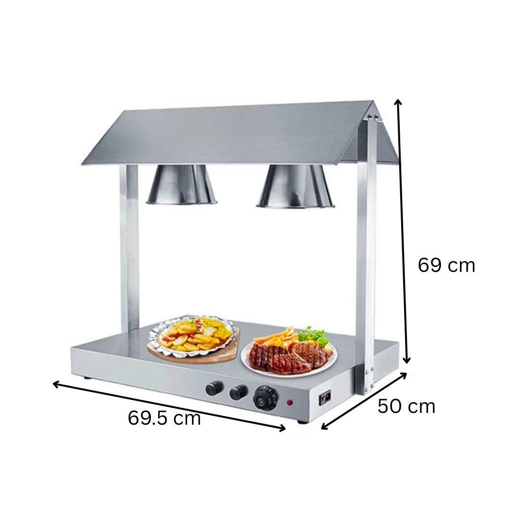 Electric Food Lamp Warmer - Double Head | Top + Bottom Heating — view 2
