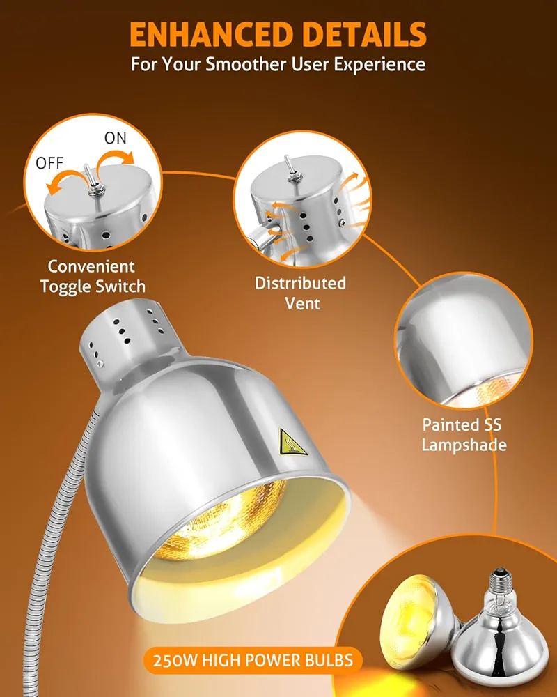 Electric Food Lamp Warmer - Tiltable U Shaped Standing Lamp (Height: 86cm) — view 8