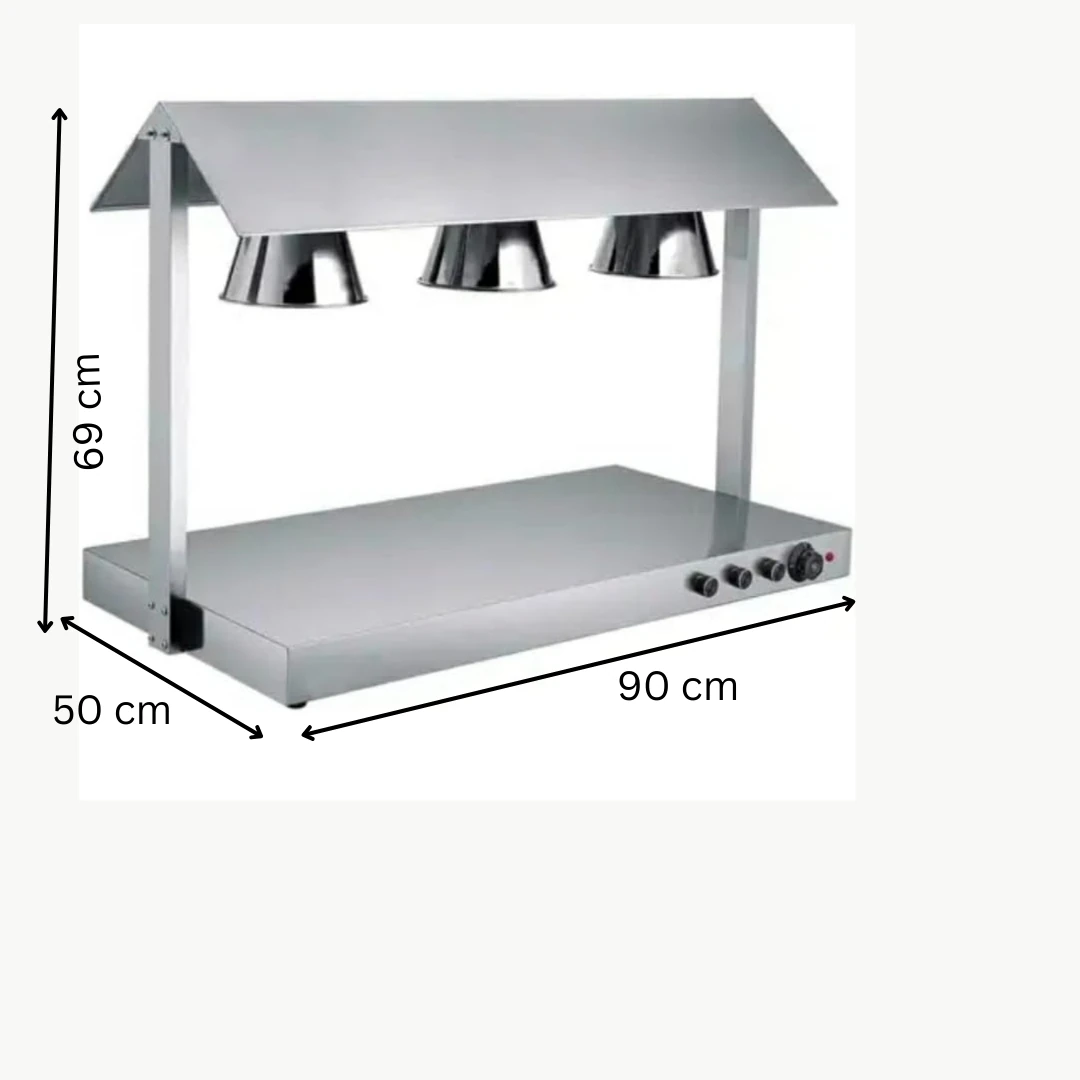 Electric Food Lamp Warmer - Triple Head | Top + Bottom Heating — view 2