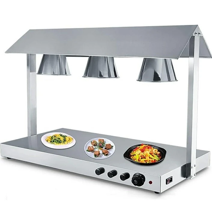 Electric Food Lamp Warmer - Triple Head | Top + Bottom Heating — view 3