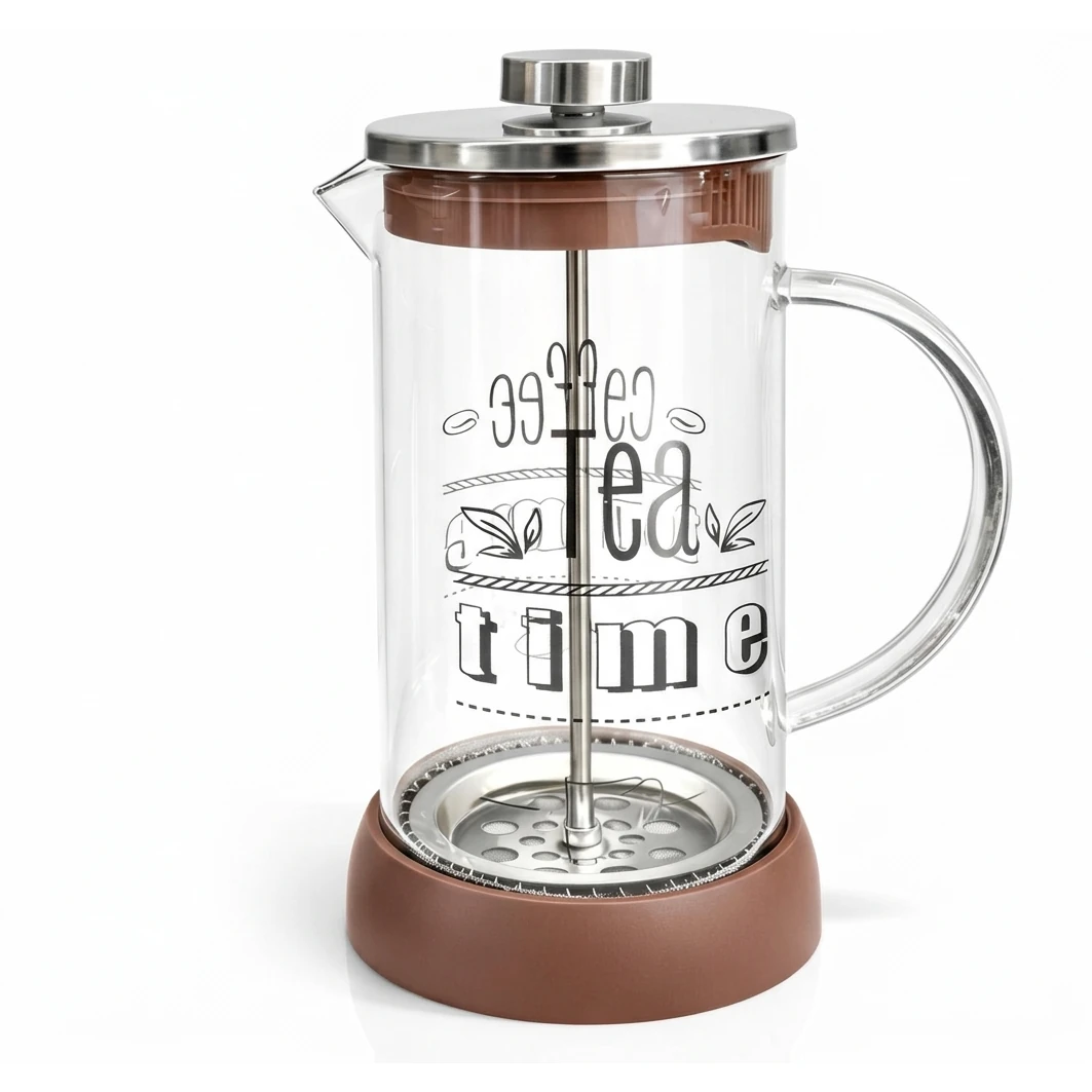 Tea/Coffee Plunger - Brown Base New Model — 600ml