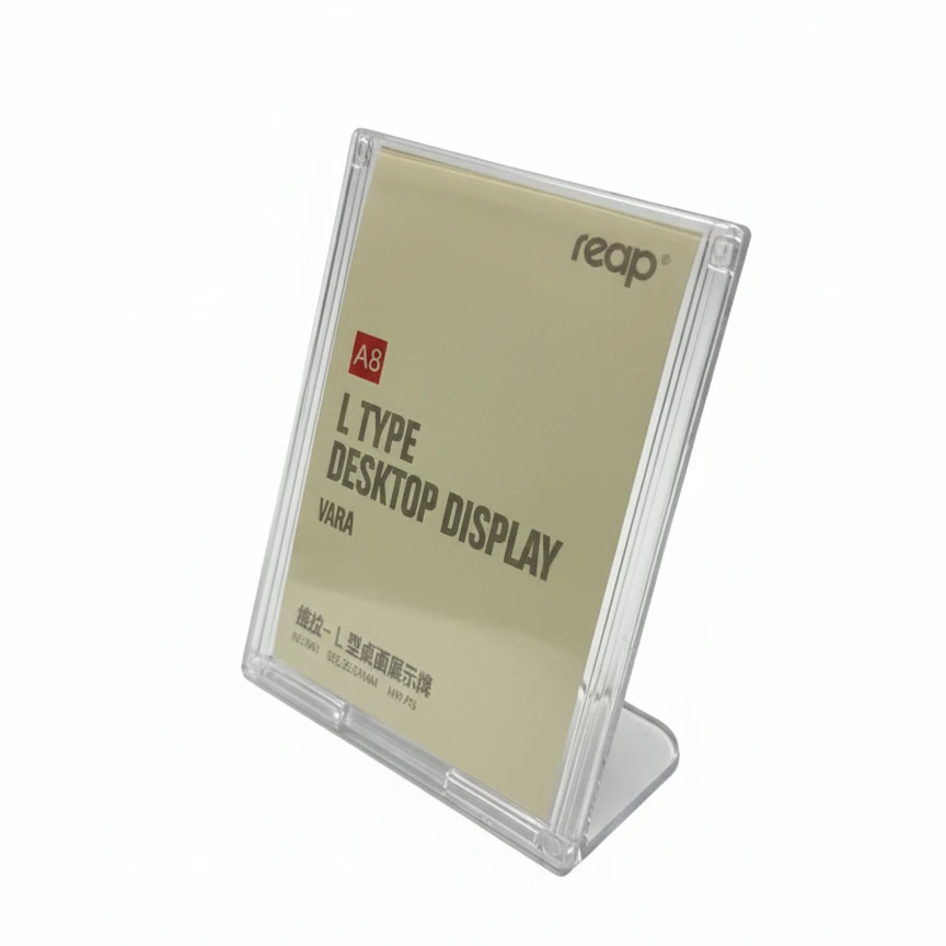 Acrylic L-Shaped Menu Display Stand — A8-Vertical