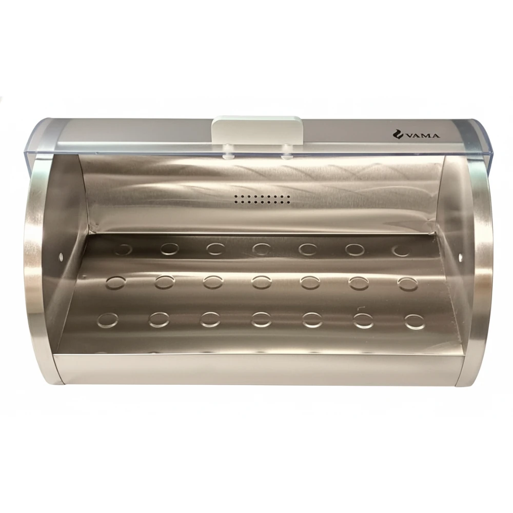 VAMA SS Rectangle Bread Box with Transparent Front Cover