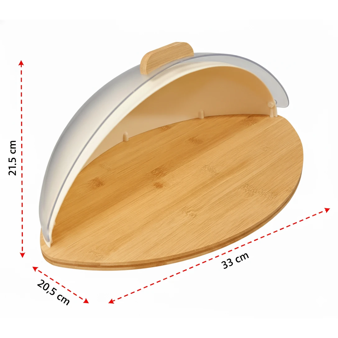 VAMA Wooden Oval Shaped Bread Box with Transparent Front Cover — view 2