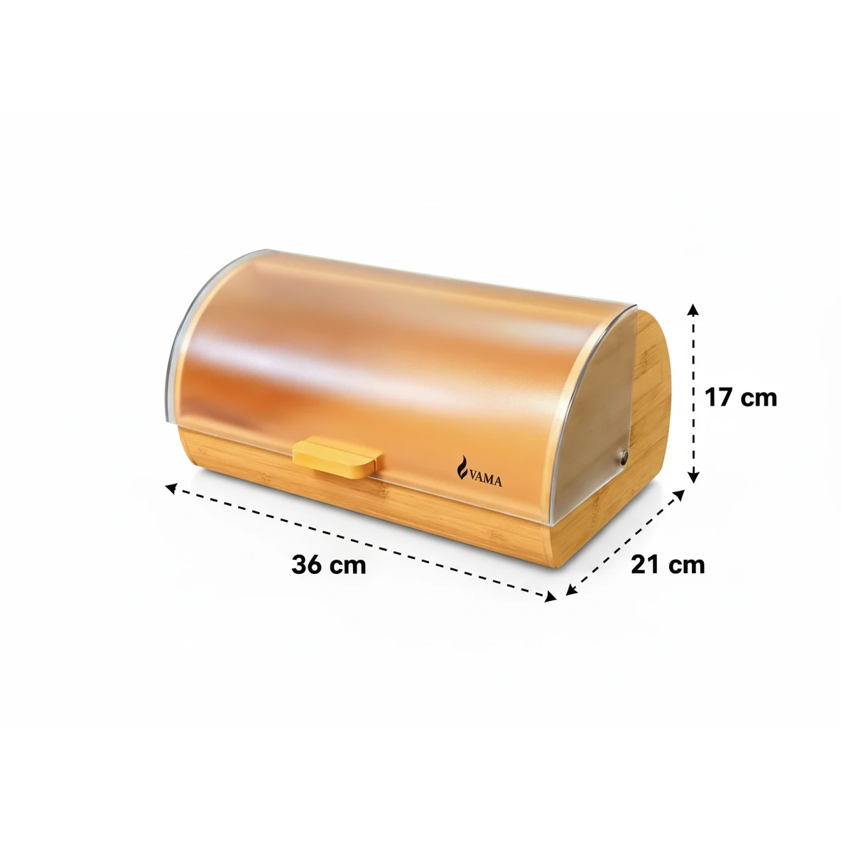 VAMA Wooden Rectangle Bread Box with Transparent Front Cover - New Model — view 2