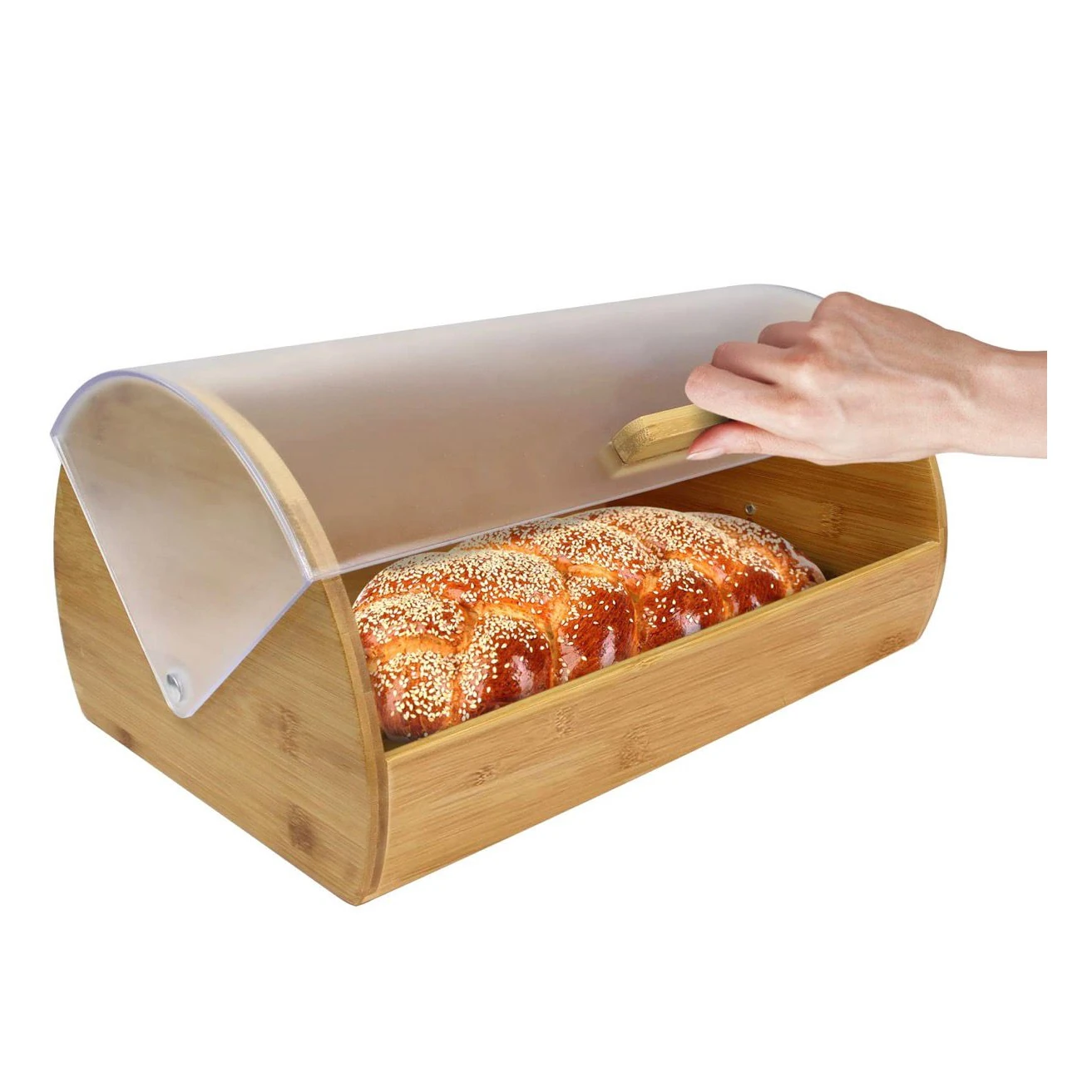 VAMA Wooden Rectangle Bread Box with Transparent Front Cover - New Model — view 4