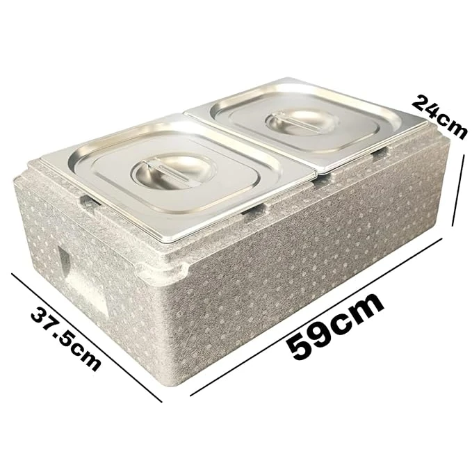 Foam Based Insulation Barrel - Rectangle | 2 Compartments (2 GN Pans of 1/2 150mm - 8.5L/Pan) — view 2