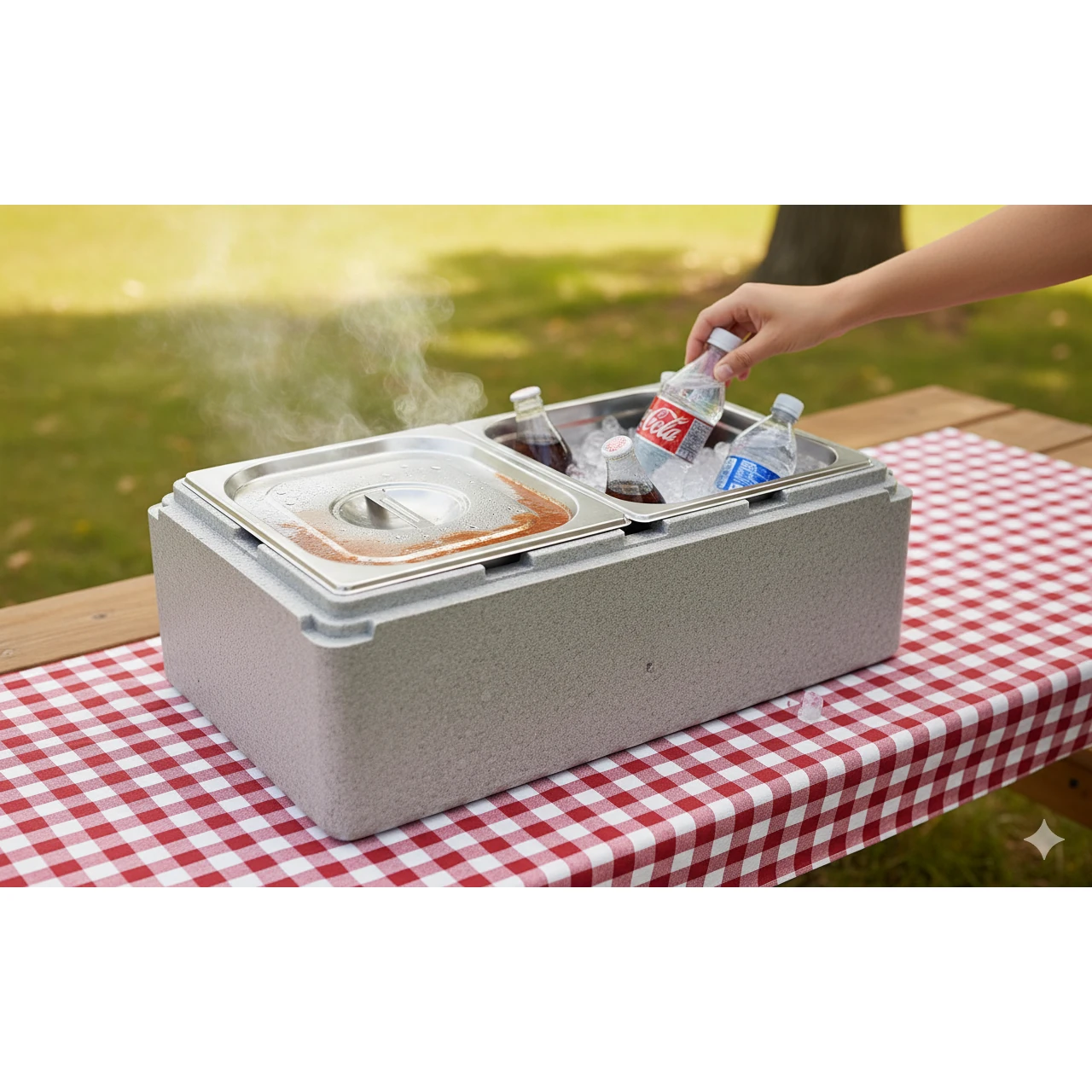 Foam Based Insulation Barrel - Rectangle | 2 Compartments (2 GN Pans of 1/2 150mm - 8.5L/Pan) — view 3