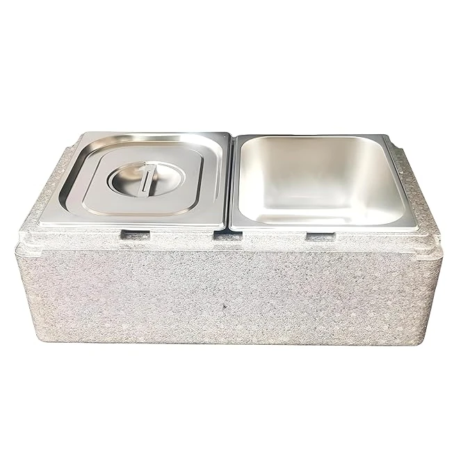 Foam Based Insulation Barrel - Rectangle | 2 Compartments (2 GN Pans of 1/2 150mm - 8.5L/Pan) — view 4