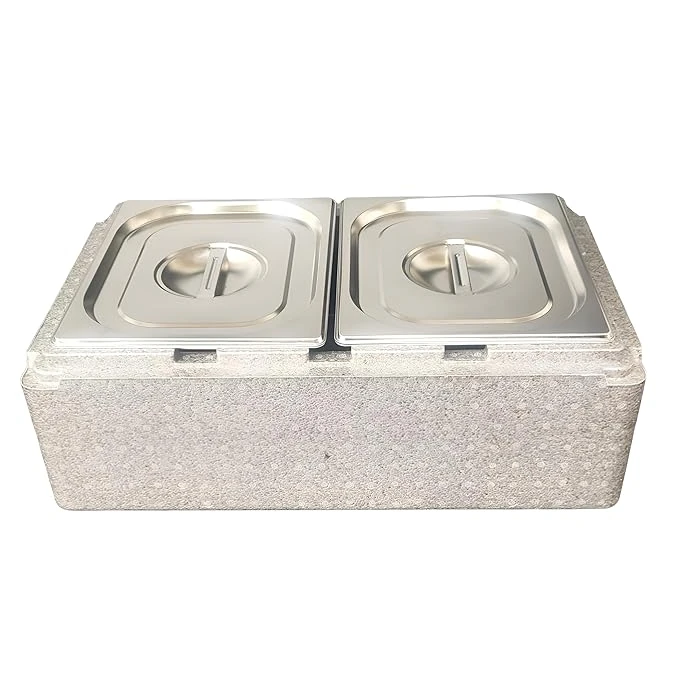 Foam Based Insulation Barrel - Rectangle | 2 Compartments (2 GN Pans of 1/2 150mm - 8.5L/Pan) — view 5