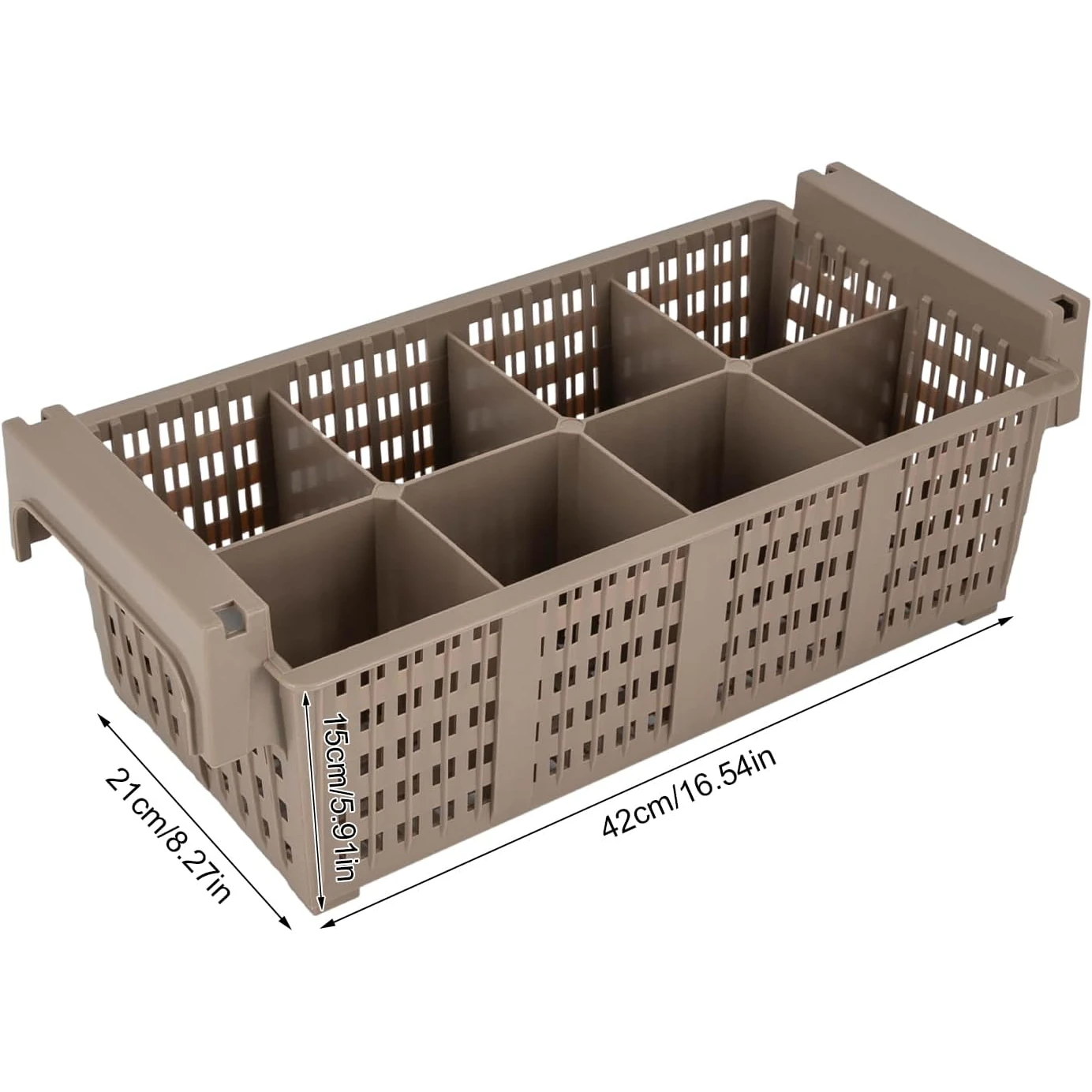 Plastic Rectangle Cutlery Caddy - 8 Compartments — view 2