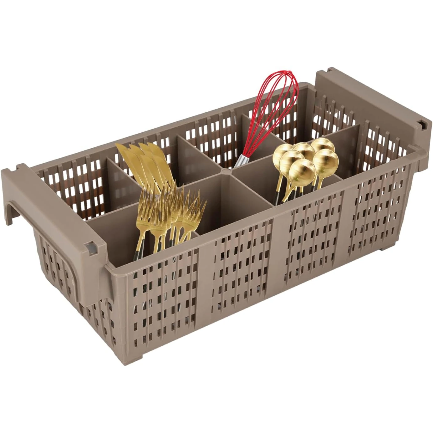 Plastic Rectangle Cutlery Caddy - 8 Compartments — view 3