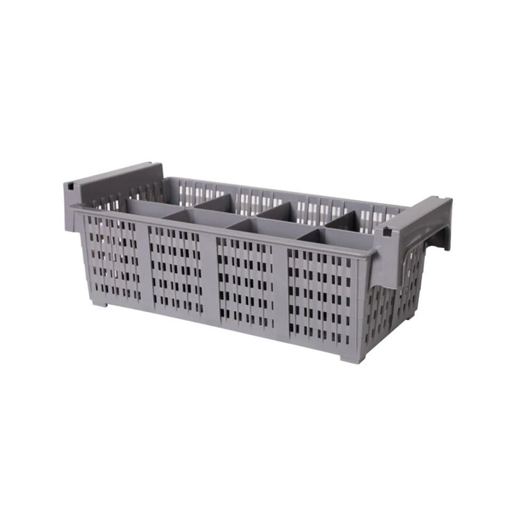 Plastic Rectangle Cutlery Caddy - 8 Compartments — GREY