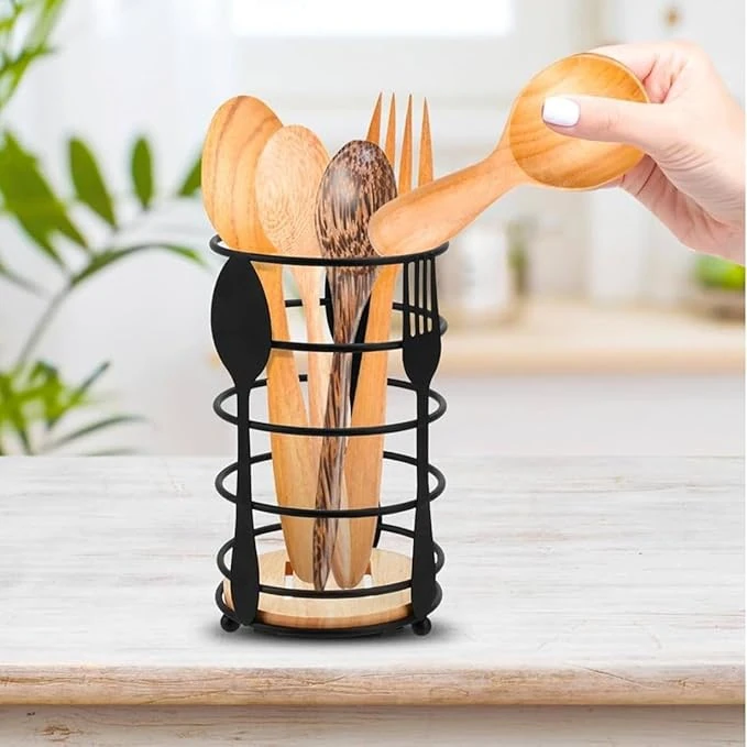 Wooden Round Spoon / Fork / Knife Holder — view 2