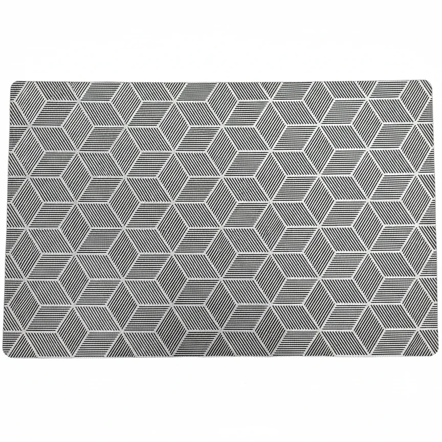 3D Block Design Glossy Table Mat - (Quantity - 6pcs) — Silver