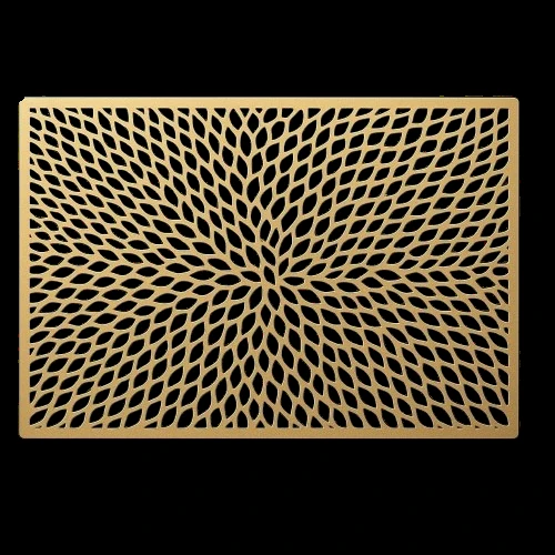 Elegant Laser Cut Rectangle Glossy Table Mat with Firm Grip Rubber Bottom - (Quantity - 6pcs) — Royal Gold