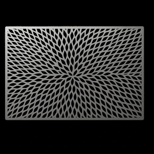 Elegant Laser Cut Rectangle Glossy Table Mat with Firm Grip Rubber Bottom - (Quantity - 6pcs) — Silver
