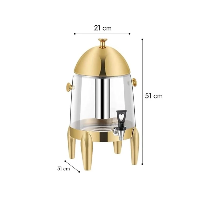 Gold Tea/Coffee/Panipuri Urn Dispenser 13L- Hot Gel Based + Cold SS Ice Stick - Dome Shaped — view 3