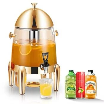 Gold Tea/Coffee/Panipuri Urn Dispenser 13L- Hot Gel Based + Cold SS Ice Stick - Dome Shaped