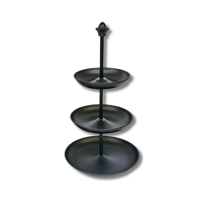 Removable 3 Layers Buffet Metal Tray — Black