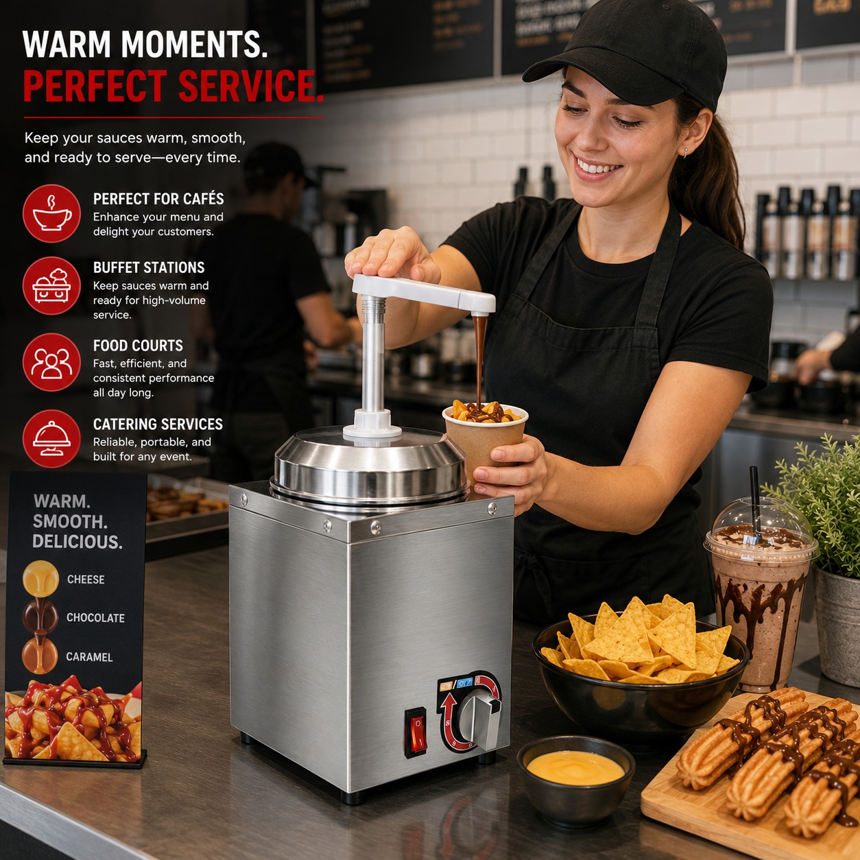 Electric SS Choco/Cheese Warmer with Plastic Pump Dispenser — view 3