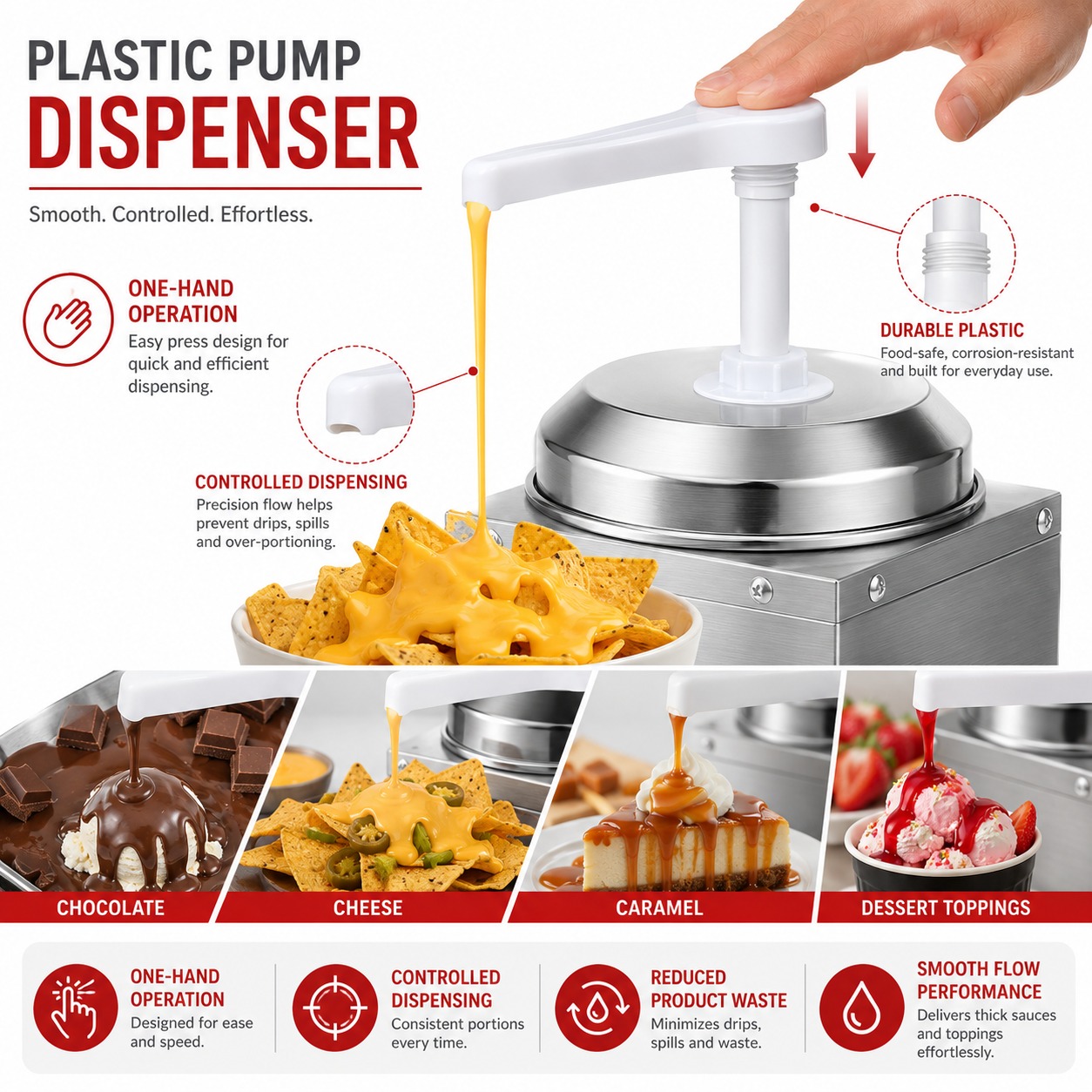 Electric SS Choco/Cheese Warmer with Plastic Pump Dispenser — view 5
