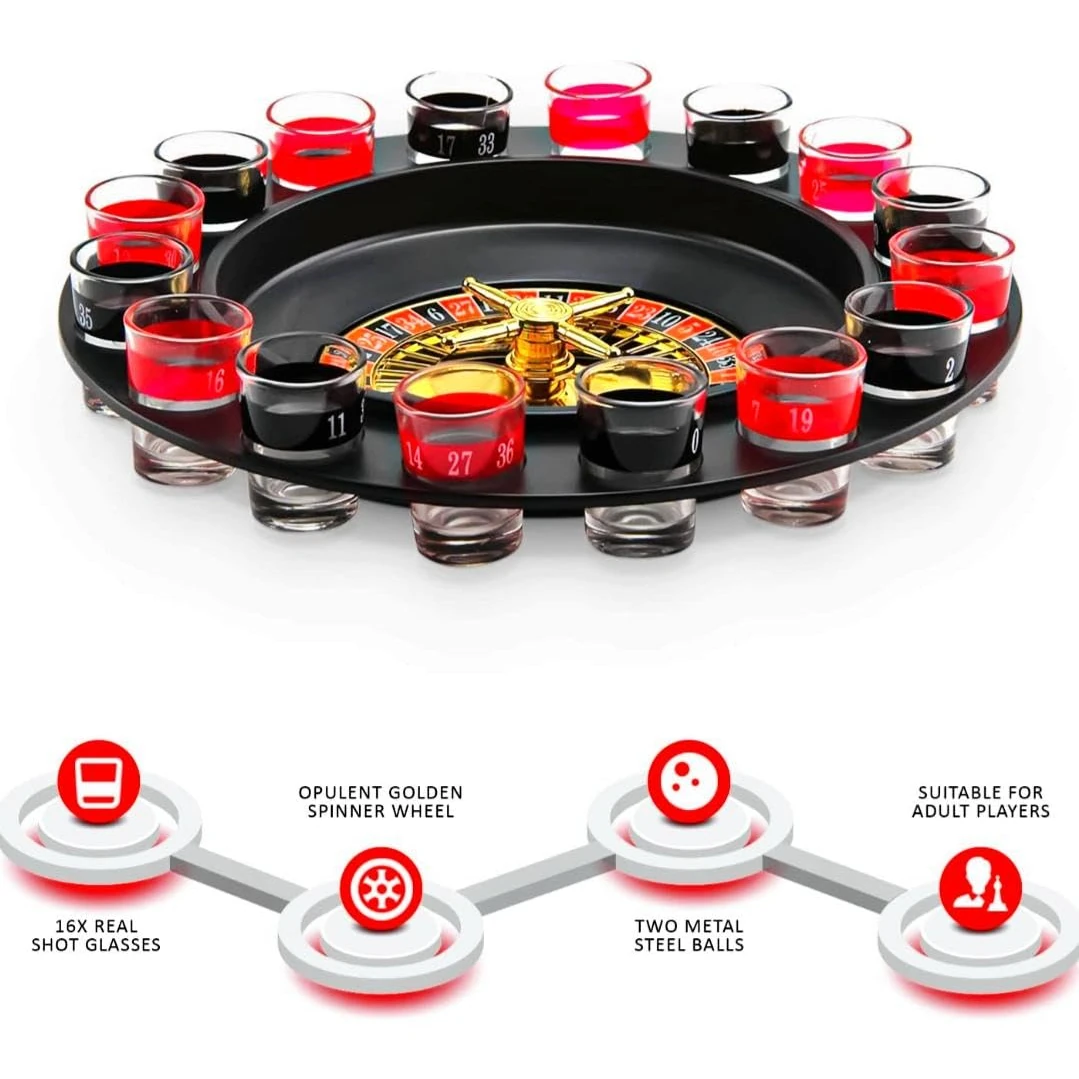 Beer Roulette Drinking Game (16 Shot Glasses & 2 Balls) — view 5