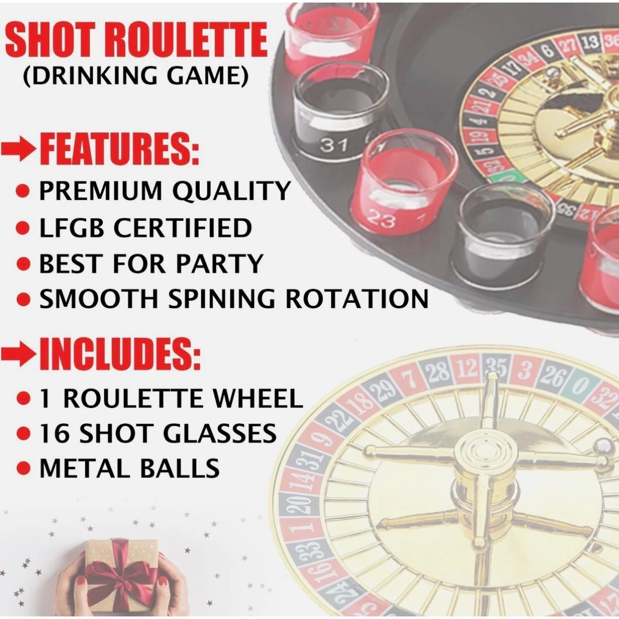 Beer Roulette Drinking Game (16 Shot Glasses & 2 Balls) — view 6