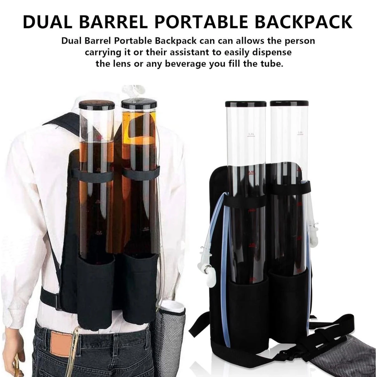 Beer Tower Dispenser with Backpack & Sidebag - Double 3L + 3L — view 3
