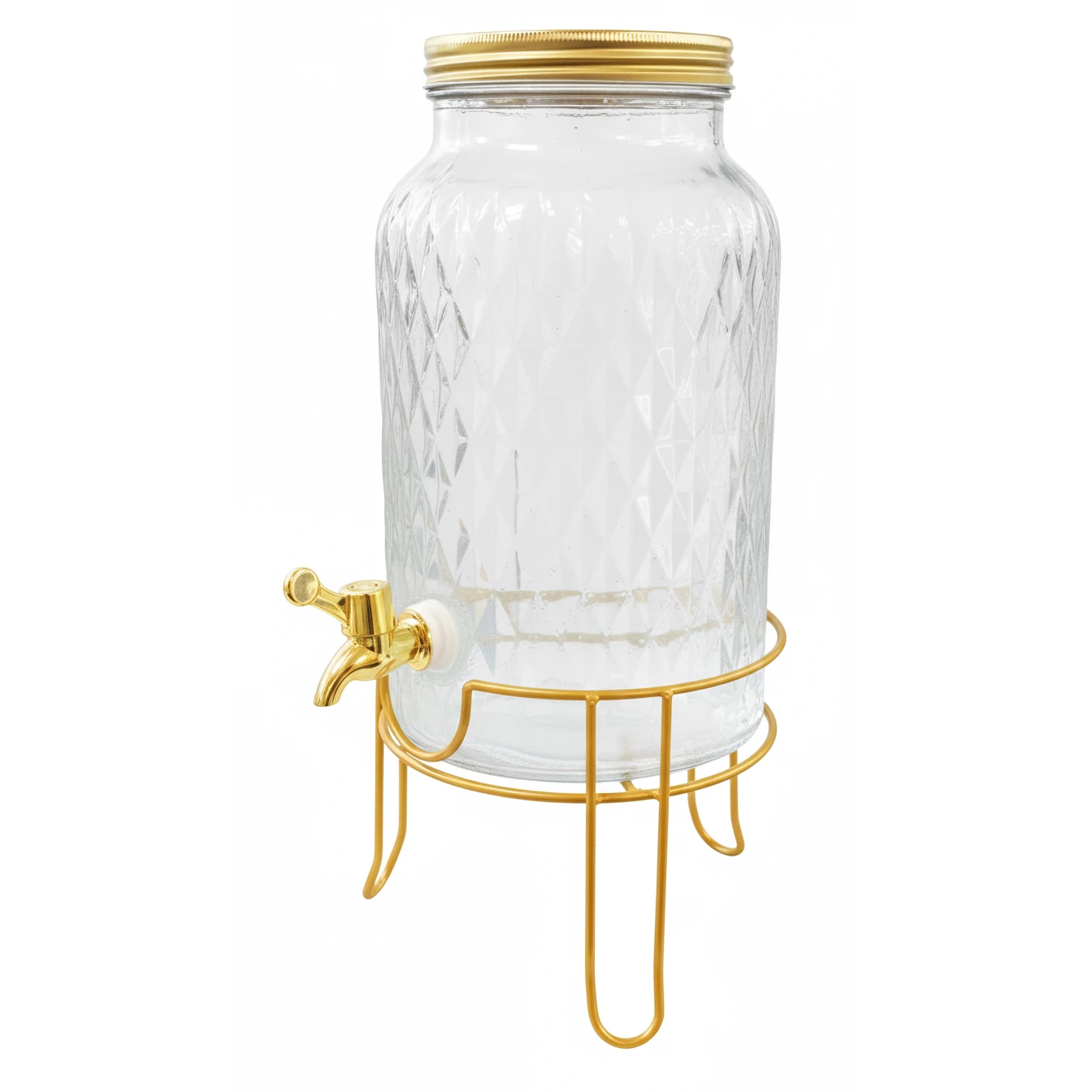 VAMA Glass Juice Dispenser with Metal Stand - 5.5L