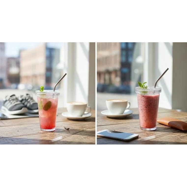 VAMA Glass Tumbler Bottle with SS Straw + Cleaning Brush - 370ml — view 7