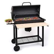 MS Cylindrical Heavy Barbeque Grill with 2 Wooden Planks — view 4