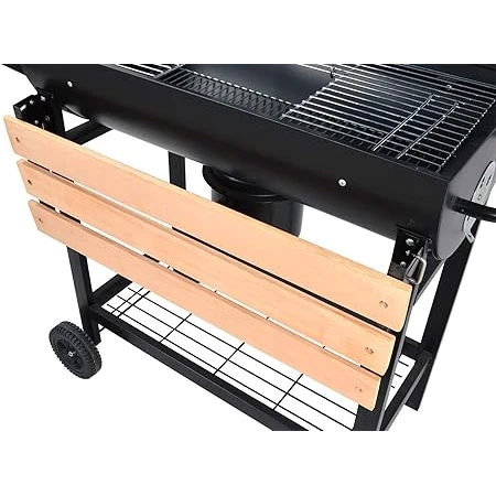 MS Cylindrical Heavy Barbeque Grill with 2 Wooden Planks — view 5