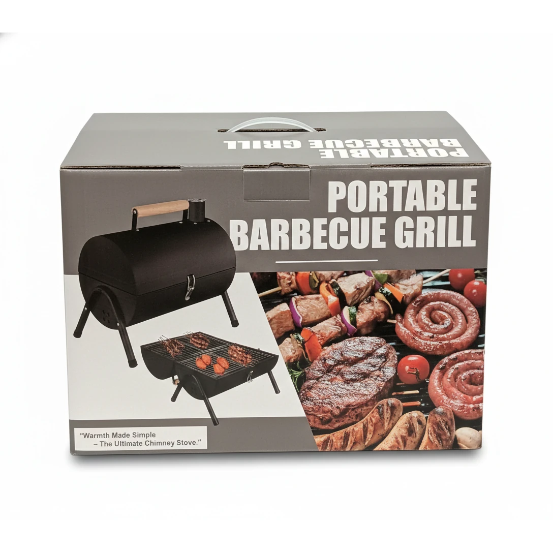 MS Portable Cylindrical Shaped Barbeqe Grill - Black — view 6