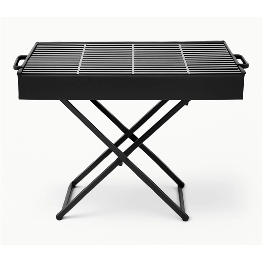 MS Rectangle Barbeque Grill with Foldable X-Shaped Stand (Grill Area: 30x80cm - Big)