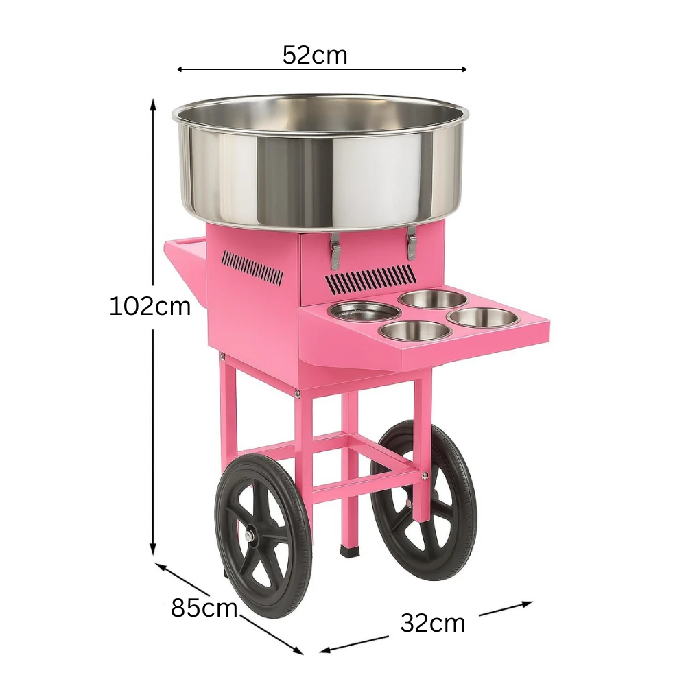 Electric Cotton Candy Machine with Cart Trolley - MS Pink Body — view 2