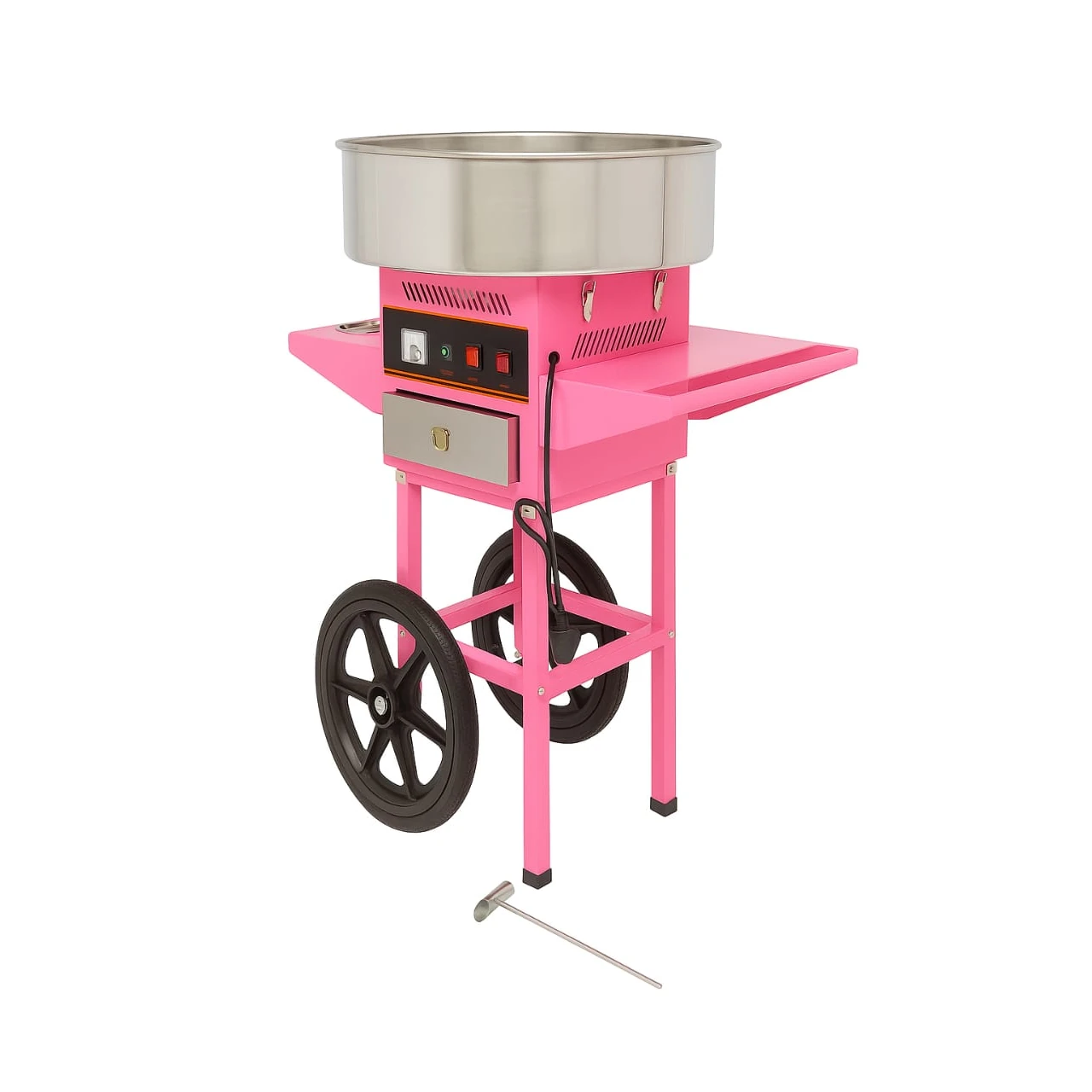 Electric Cotton Candy Machine with Cart Trolley - MS Pink Body — view 6