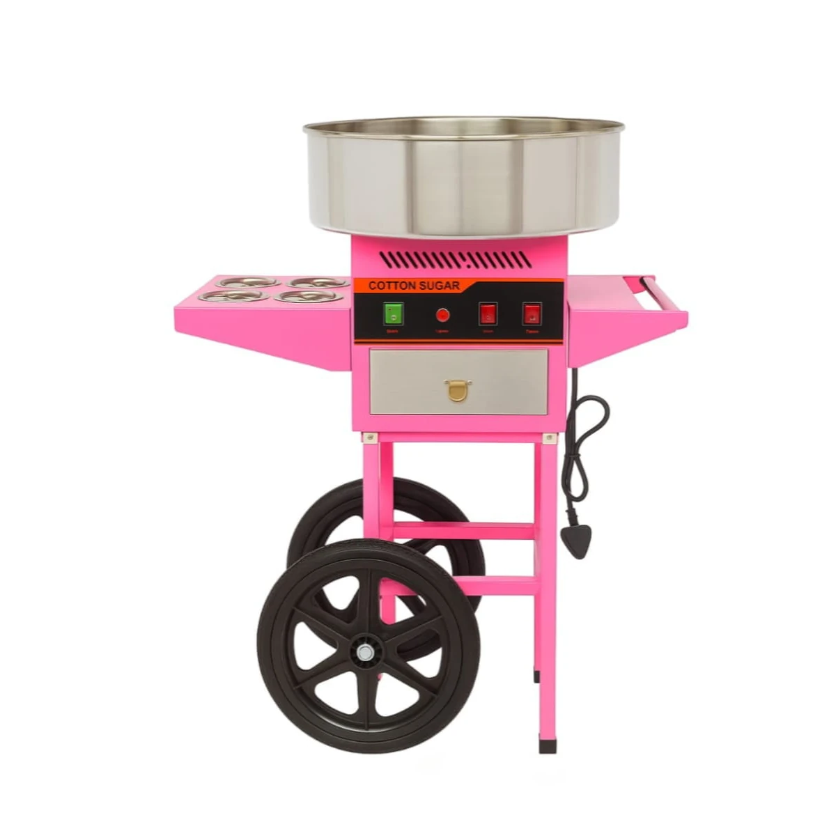 Electric Cotton Candy Machine with Cart Trolley - MS Pink Body — view 7
