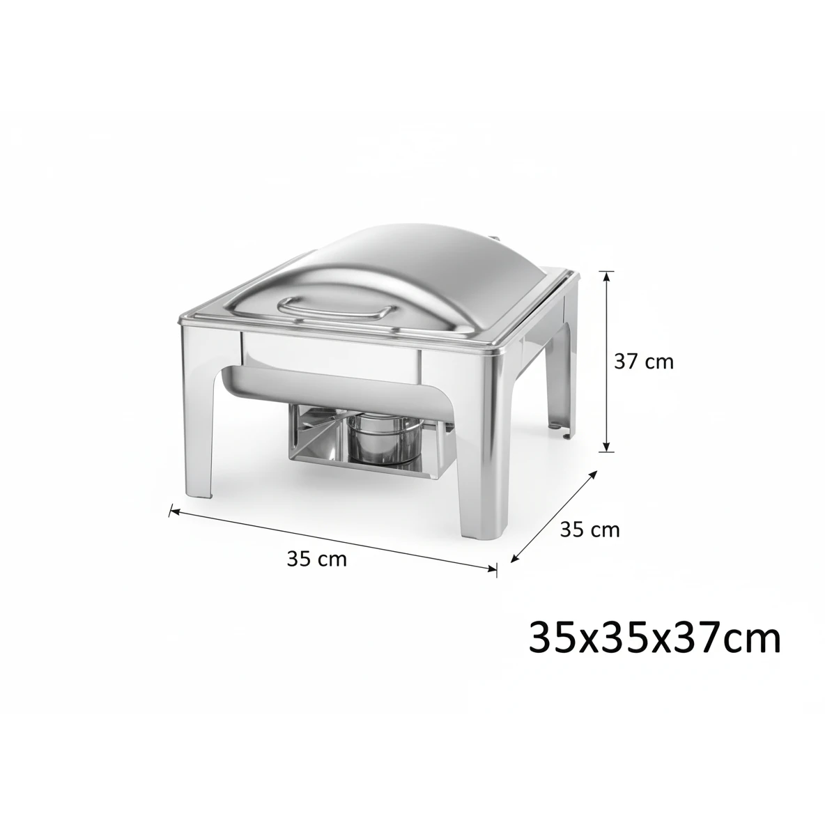 Chafing Dish Square 6L Silver with Gel Based Heating + Matt Top Finish + Hydraulic Soft Close (1 GN Pan of 2/3 65mm) — view 2