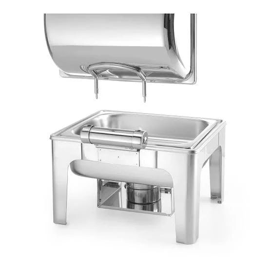 Chafing Dish Square 6L Silver with Gel Based Heating + Matt Top Finish + Hydraulic Soft Close (1 GN Pan of 2/3 65mm) — view 4