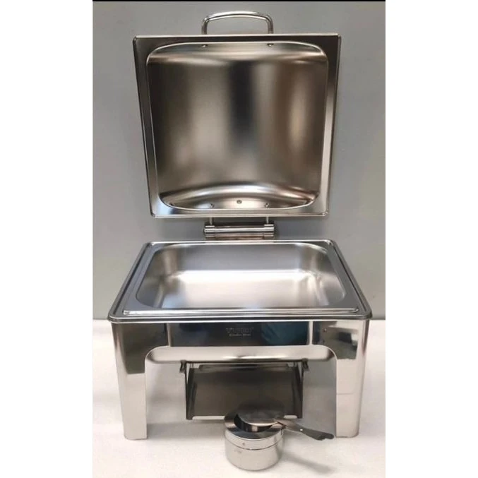 Chafing Dish Square 6L Silver with Gel Based Heating + Matt Top Finish + Hydraulic Soft Close (1 GN Pan of 2/3 65mm) — view 7