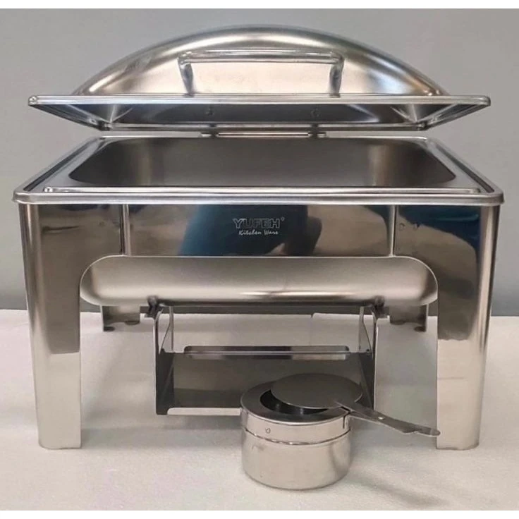 Chafing Dish Square 6L Silver with Gel Based Heating + Matt Top Finish + Hydraulic Soft Close (1 GN Pan of 2/3 65mm) — view 8