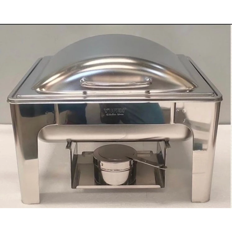 Chafing Dish Square 6L Silver with Gel Based Heating + Matt Top Finish + Hydraulic Soft Close (1 GN Pan of 2/3 65mm) — view 9