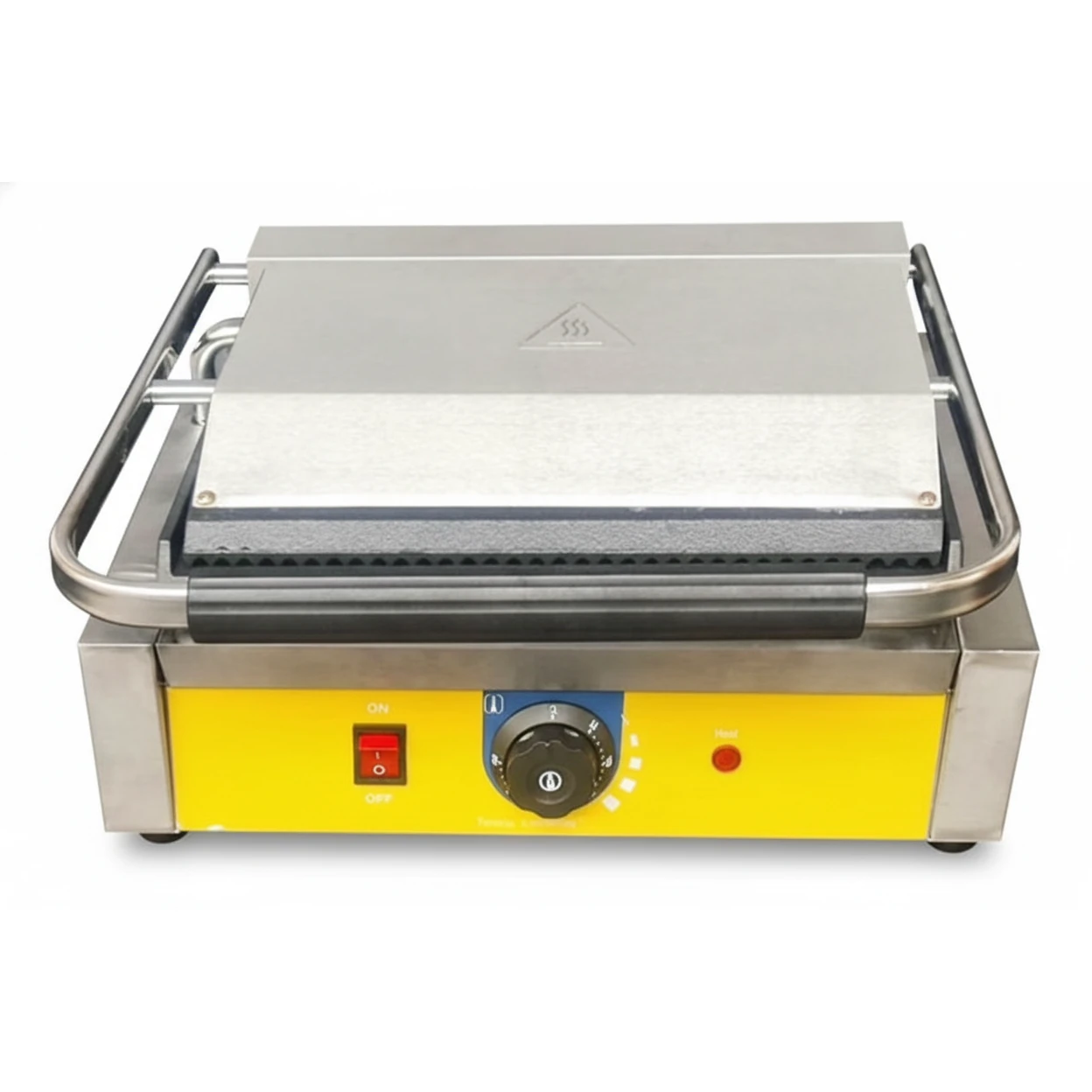 Electric Panini Griller - Grooved + Plain Bottom Plates (Grill Area: 36x24cm)