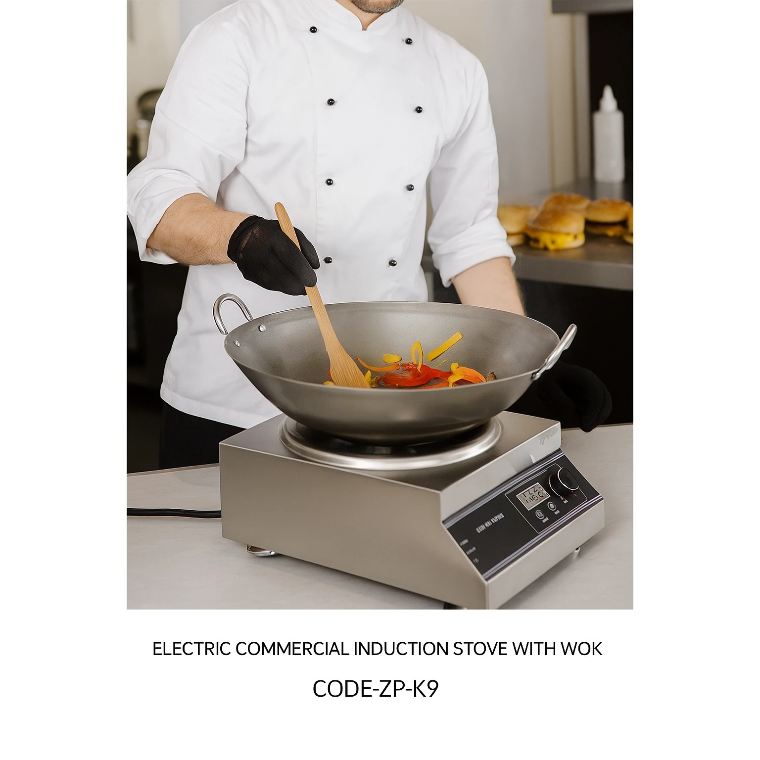 Veratti Full SS Square Induction - K9 | 5000W | Square | Wok Base (with 45cm Wok) | Touchscreen + Switch Model — view 4