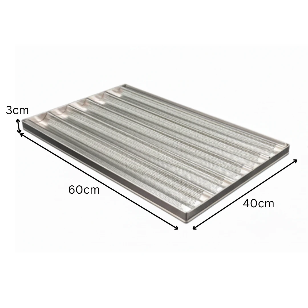 Teflon Aluminium French Loaf Tray 5 Slot - Silver — view 2