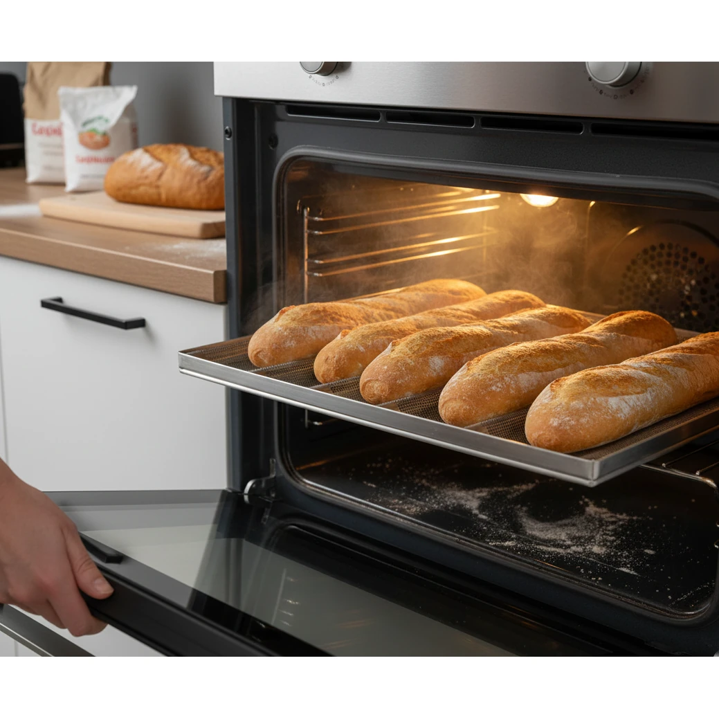 Teflon Aluminium French Loaf Tray 5 Slot - Silver — view 3