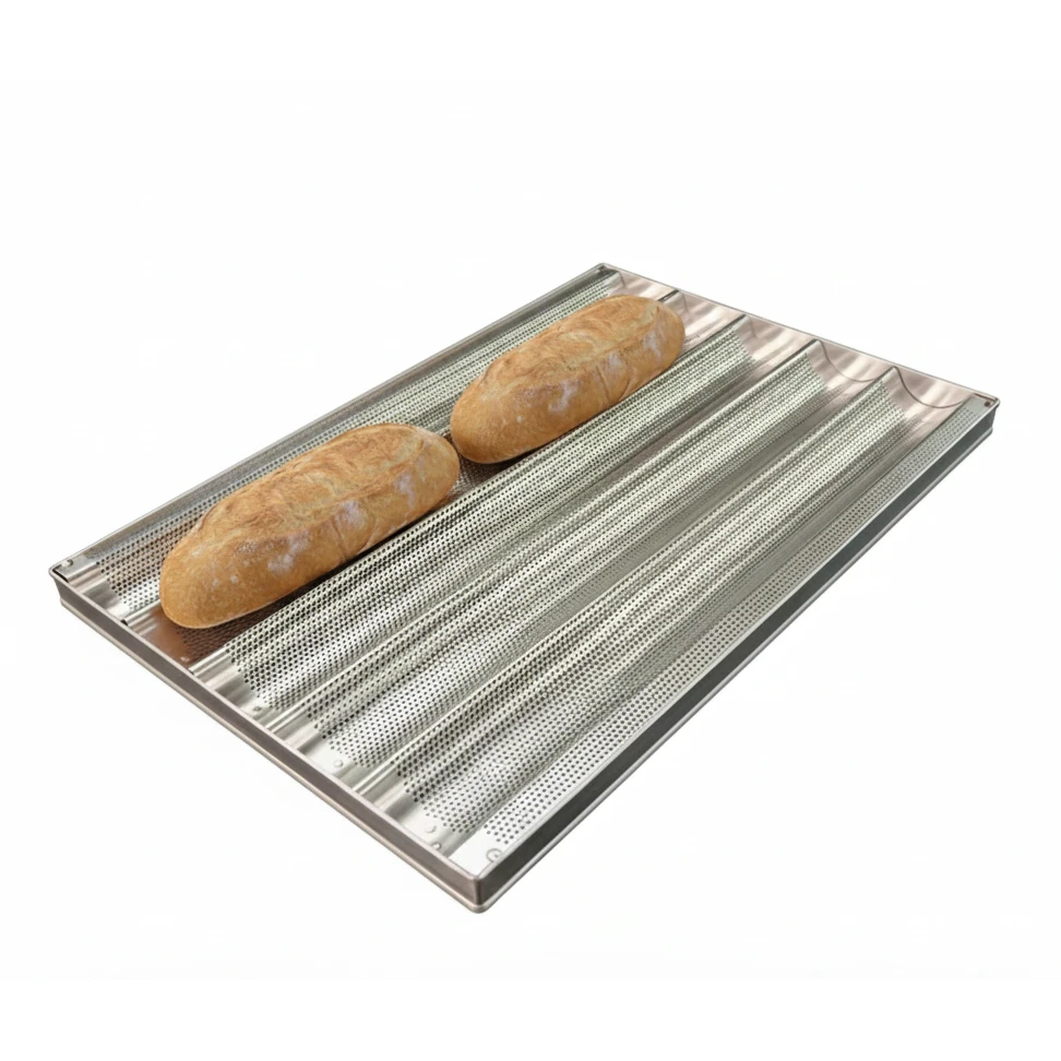 Teflon Aluminium French Loaf Tray 5 Slot - Silver — view 6