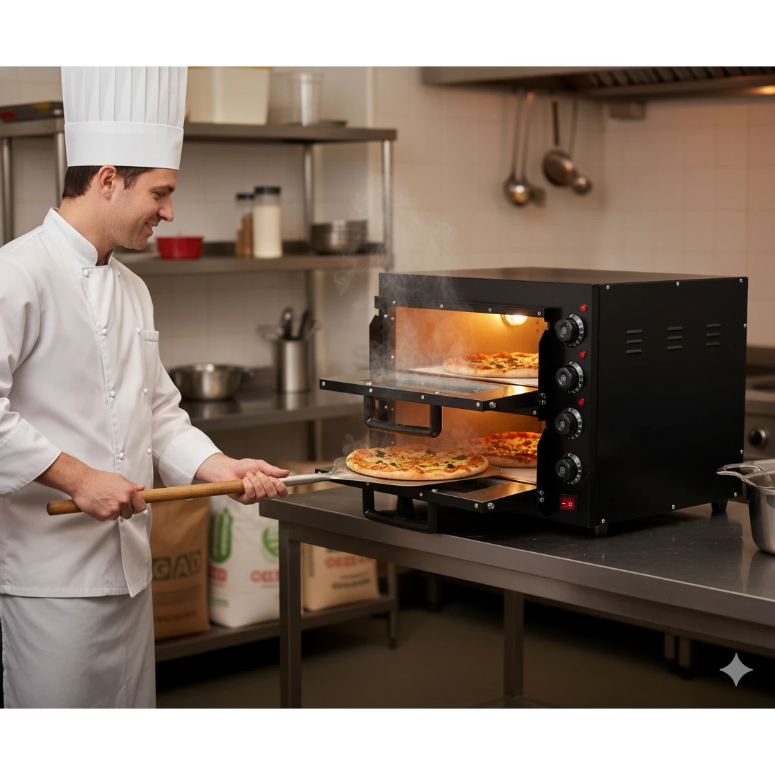 Electric Premium Black Body Pizza Oven with Stone - HS2S Double (Stone Size: 16x16 inch.) — view 3